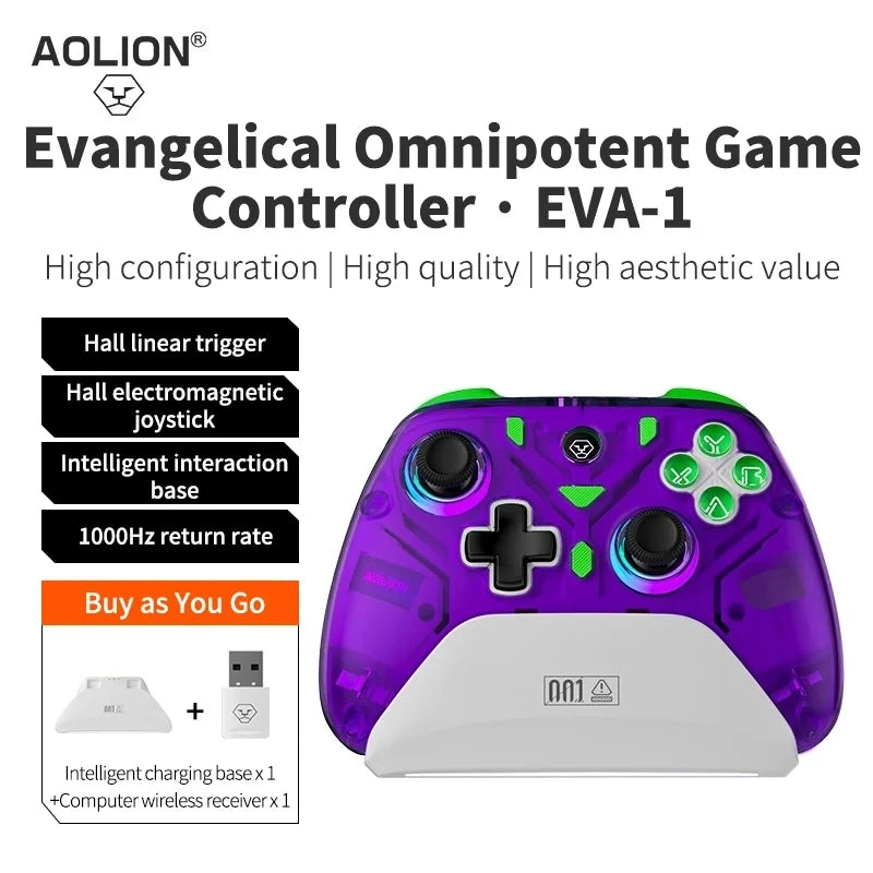 Aolion K10 RGB Wireless Gaming Controller With Charging Dock Gamepad Hall Effect Joystick Trigger For Nintend Switch/PC/Phone