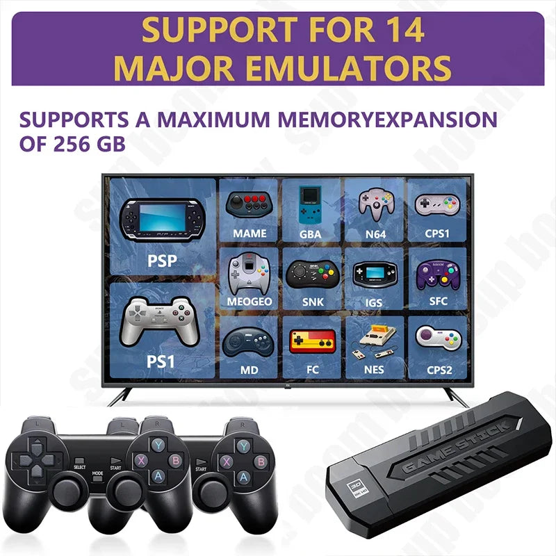 GD20 Game Stick 3D HD Retro Video TV Family Game Console 4K Game Stick 30000 Games for 128G With Wireless Controller PS1