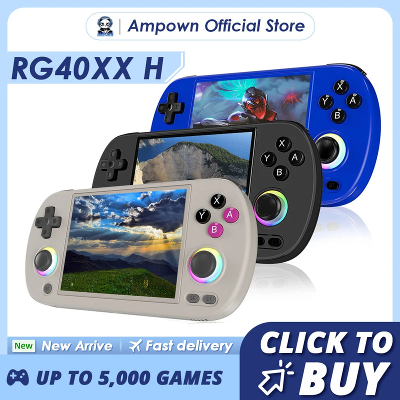 ANBERNIC RG40XX H Handheld Game Console 4'' Screen Linux System Joystick RGB Lighting Effect RG40XXH Video Player Trimui Console