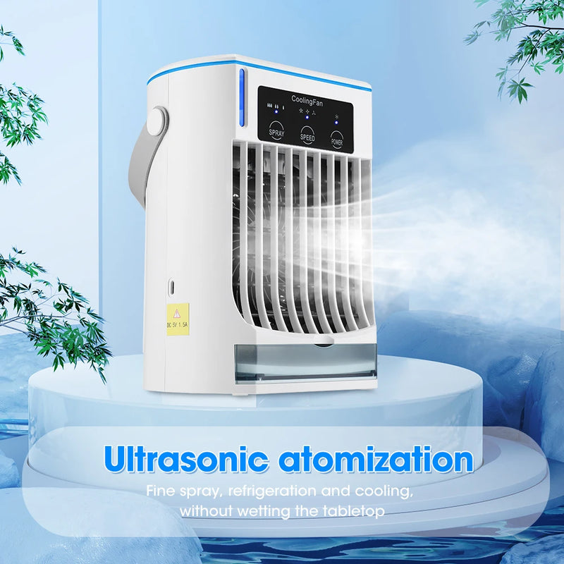 Portable Mini Air Conditioner Air Cooler Fan Water Cooling Fan Spray 3 Gear Wind Humidifier Conditioning Home Cooling Appliances