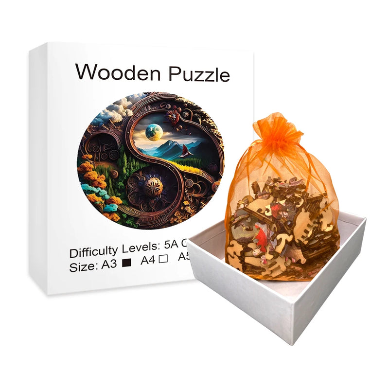 Wooden Puzzle Unique Diy Crafts Earth Interesting Adult and Children Wooden Puzzle Gifts 3D Games Gifts Education Puzzle