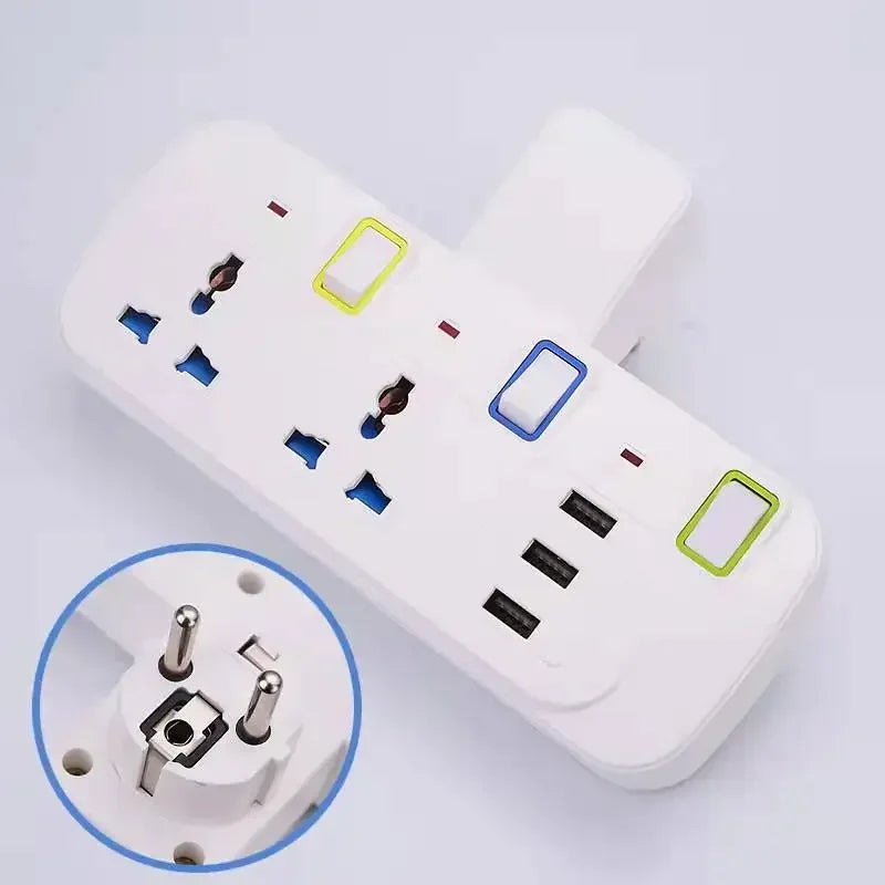 UK EU Plug Multi-Function Extension Socket with 3 USB Ports Wireless Power Strip Universal Jack Converter Adapter