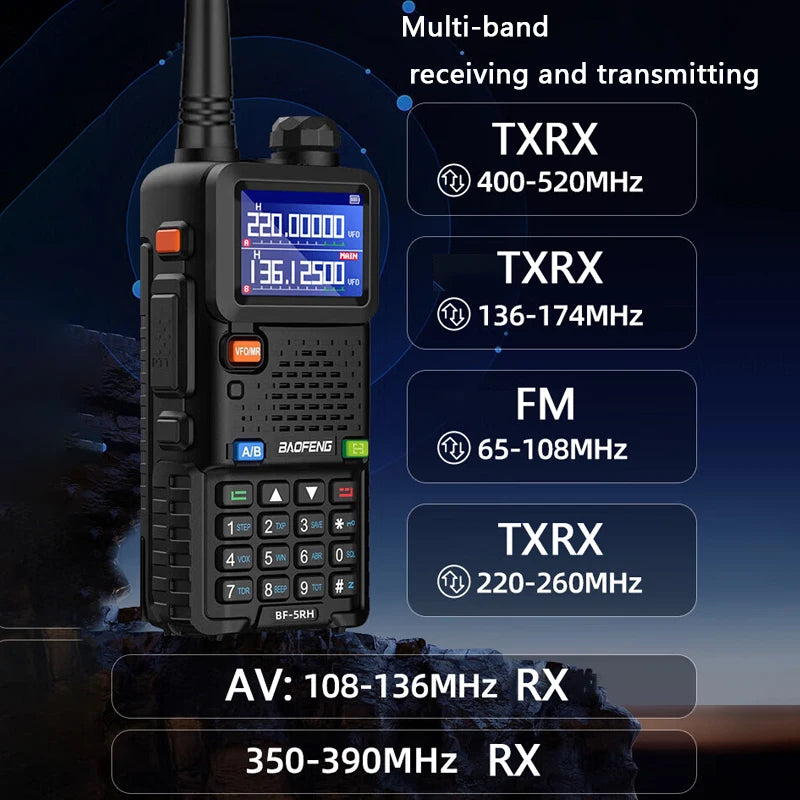 Baofeng UV 5RH 10W Full Bands Walkie Talkie Wirless Copy Frequency Type-C Charger Upgraded UV 5R Transceiver Ham Two Way Radio