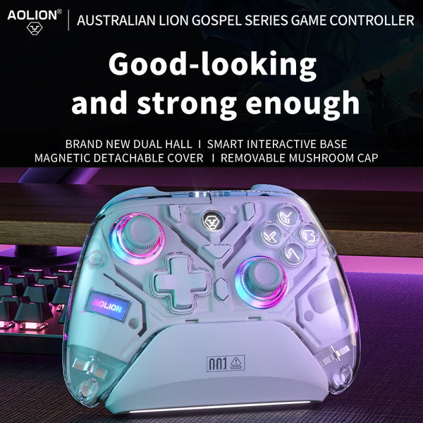 Aolion K10 RGB Wireless Gaming Controller With Charging Dock Gamepad Hall Effect Joystick Trigger For Nintend Switch/PC/Phone