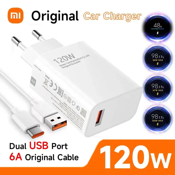 Xiaomi 120W Super Fast Charger 4 Ports USB C PD Charger Quick Charge 3.0 Type C USB Phone Chargers Adapter For IPhone Samsung