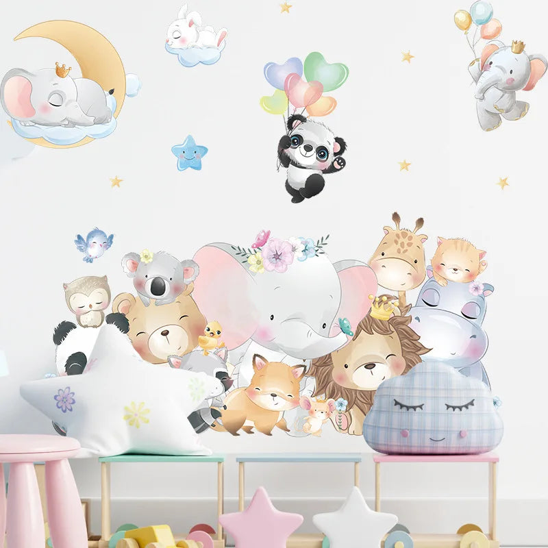 Cute Many Animals Wall Sticker Kids Baby Room Home Decoration Mural Removable Wallpaper Bedroom Cartoon Nursery Stickers Poster