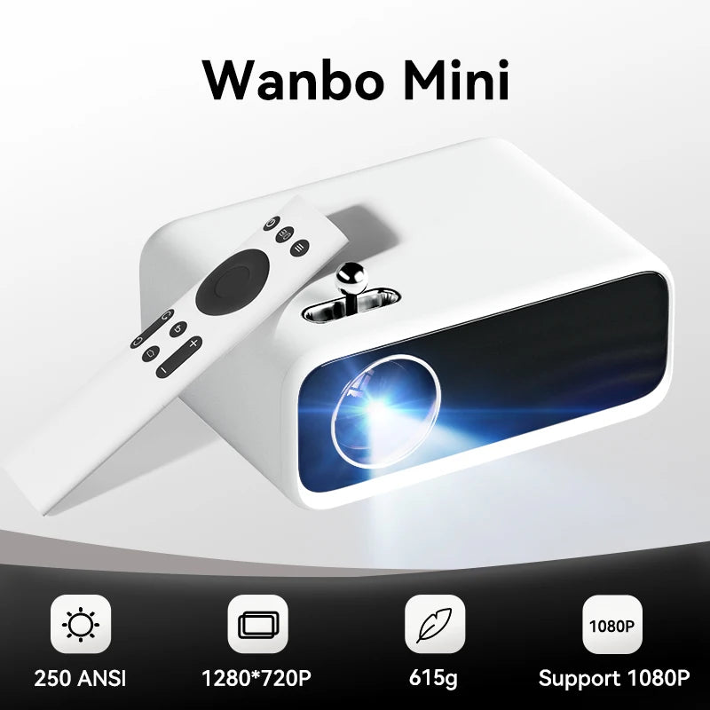 Wanbo Mini Protable Multimedia 720P Smart Projector Proyector Home Theater Video Beam LED 250 ANSI Projector Full HD