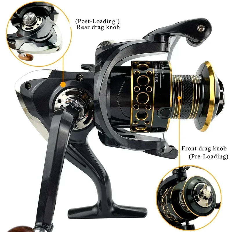 2000/3000/4000/5000/6000/7000 Spinning Reel,5.2:1/4.7:1 Gear Ratio Metal Wire Cup Rocker Arm Saltwater Freshwater Fishing Tools