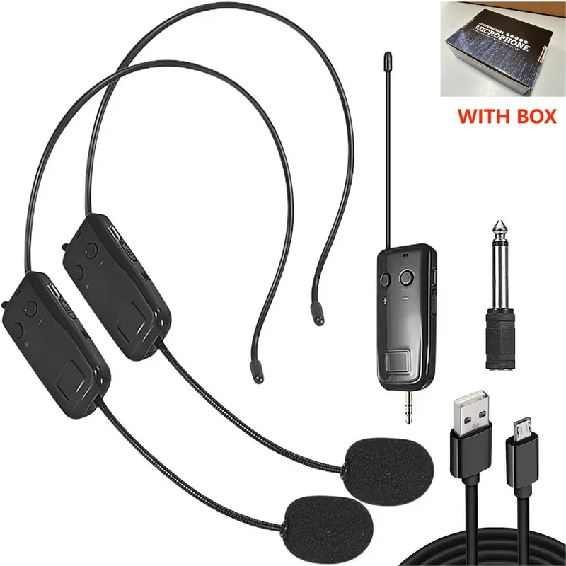 2.4G Head-mounted Wireless Lavalier Microphone Set Transmitter with Receiver for Amplifier Voice Speaker Teaching Tour Guide