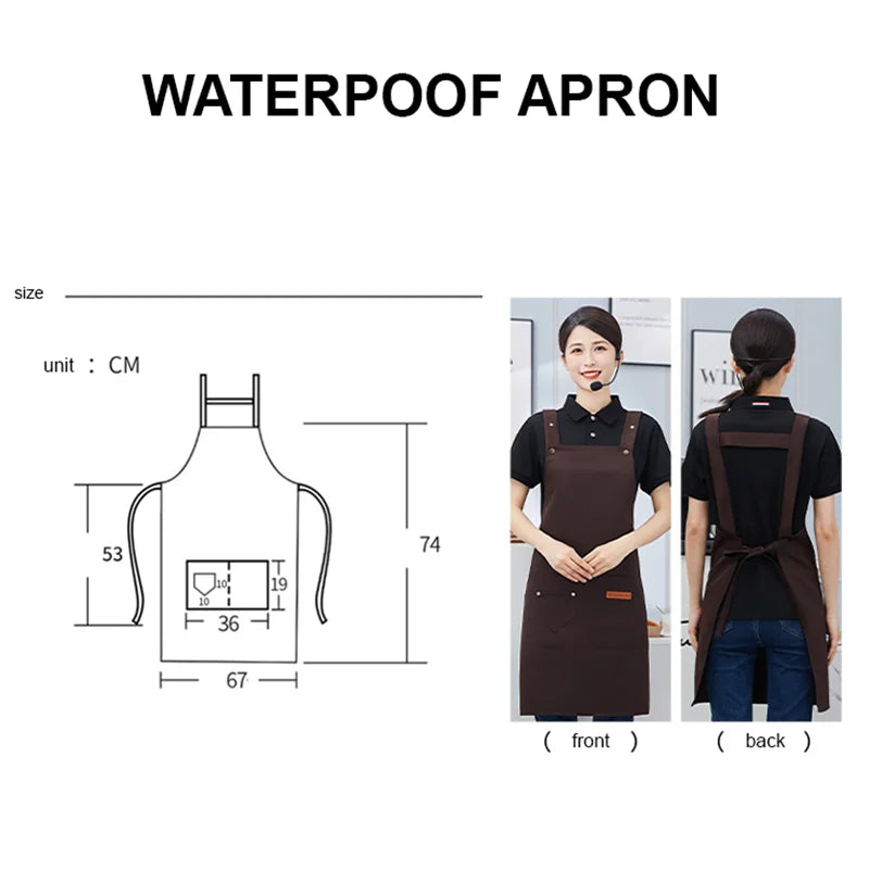 Restaurant Waiter Apron Kitchen Chef Cook Aprons Wear for Women Men Household Cleaning Waterproof Bib Studio Uniforms Custom