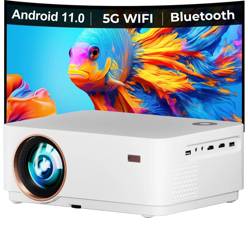 WZATCO D5 Full HD 1080P Smart Projector D5 Android WiFi 5 Home Theater Beamr LED Mini Projector for Outdoor movies at night