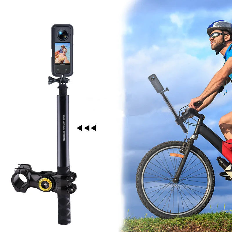 for Insta360 X3 X4 Motorcycle Bicycle Bracket with Invisible Selfie Stick for GoPro Hero12 11 10 DJI Action Cameras Accessories