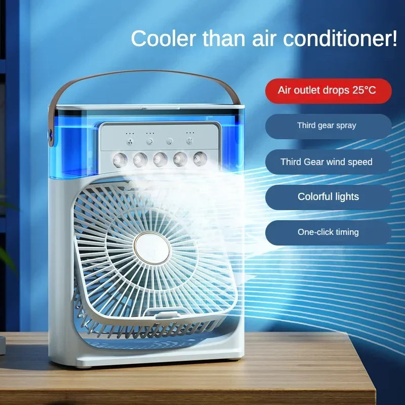 Mini Air Conditioner Air Conditioner Humidifier Portable Fan USB Led Bedroom Living Room Office Desk Reservoir 600ml Handle