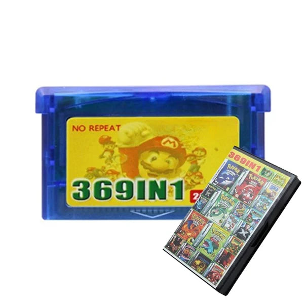 Game cartridge for GBA,32-bit card,369 games in 1,for GBA,GBA,SP,NDS,Pokemon,Retro,English language