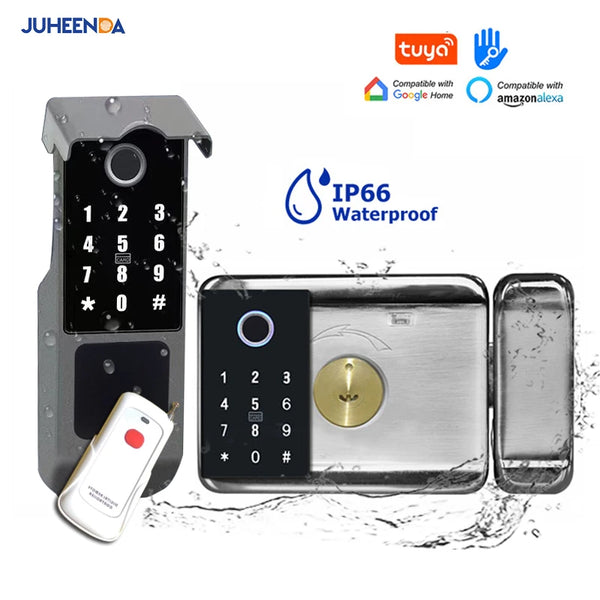 Outdoor Tuya Wifi Waterproof Smart Door Lock Double Side Fingerprint Sensor Digital Code IC Card TTLock App Electronic Gate Lock