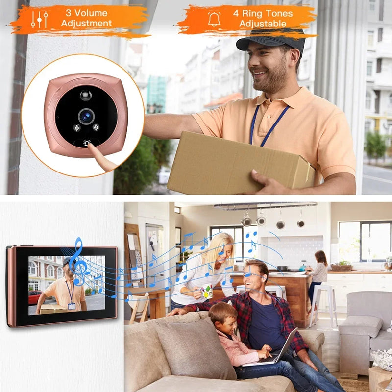 4.3 Inch Video Doorbell Camera Eye Peephole Camera 2500mAh Door Viewer Motion Detector Night Vision Home Security Cameras