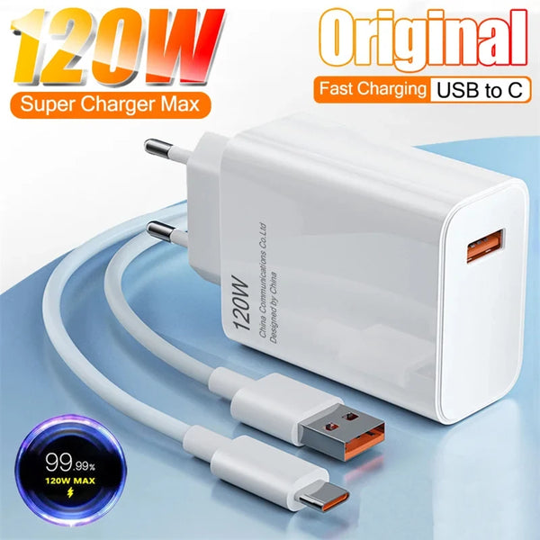 120W Ultra Fast Charger For Xiaomi 14 13 12 11 Redmi Note 11T 12T 13 Pro POCO X4 X5 Huawei 6A Type-C USB Turbo Charging Cable