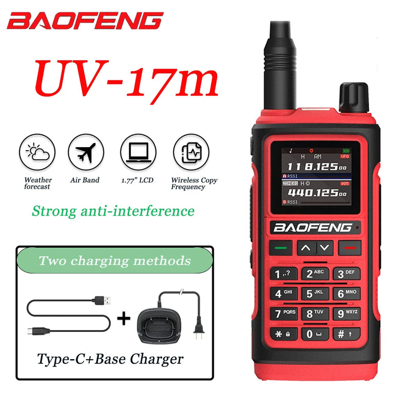 UV-17M Baofeng Two Way Radio Strong Anti-interference Long Range Air Band Copy Frequency FM/AM TypeC Charge UV 5R Walkie Talkie