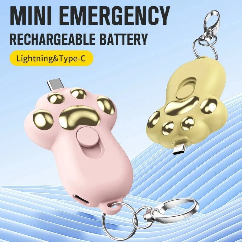 1500mAh Mini Emergency Pocket Power Bank Cute Pet Cat Claw Portable Keychain Mobile Power Supply Power Banks for Iphone Type C