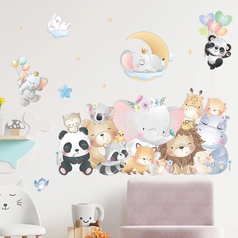 Cute Many Animals Wall Sticker Kids Baby Room Home Decoration Mural Removable Wallpaper Bedroom Cartoon Nursery Stickers Poster