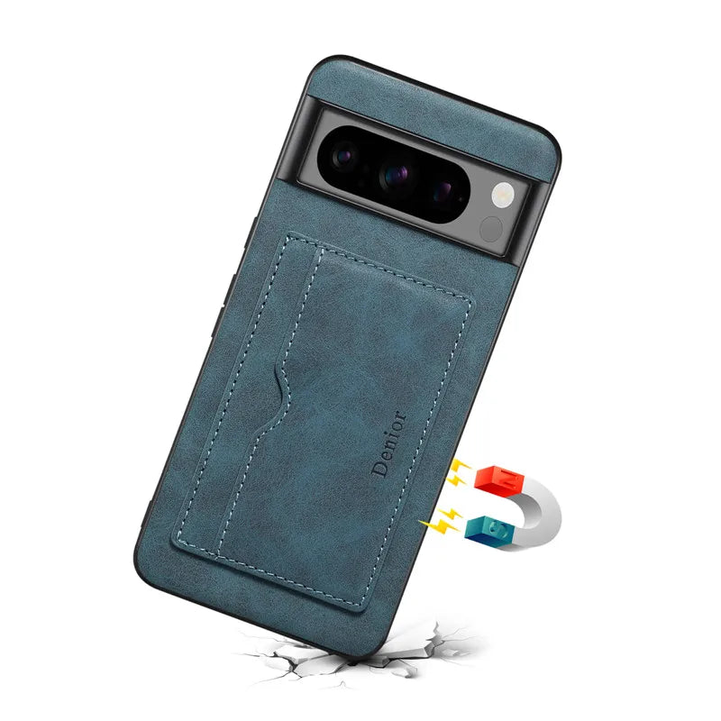 EUCAGR Magnetic Leather Cellphone Card Holder Phone Wallet Case For Google Pixel 8 7 6 8A 7A 6A Bank Card Shockproof Bag Cover