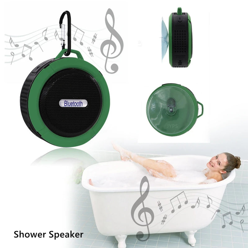 Waterproof Bluetooth Shower Speaker Black Cute Wireless Sound box For Bathroom Outdoor Ride, with Microphone Support TF card