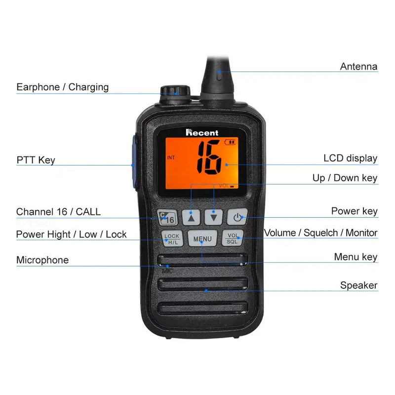 Recent RS-25M VHF Marine Radio IP67 Waterproof 156.000-163.275MHz Handheld Float Radio Stadion Walkie Talkie