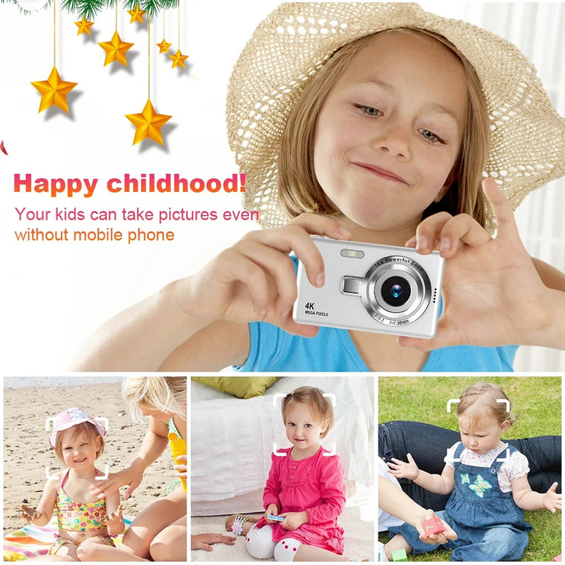 4K Digital Camera HD 1080P Children Cameras Anti-Shake Flash Light Camcorder 16x Zoom Compact Camera For Beginner Photography