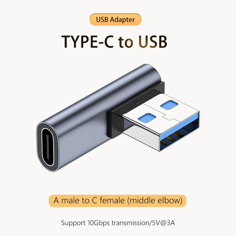 5A Type-C OTG Adapter 240W Fast Charging Data Converter USB 4.0 40Gbps Support 8K 60hz USB C 90/180 Degree Elbow Adapter