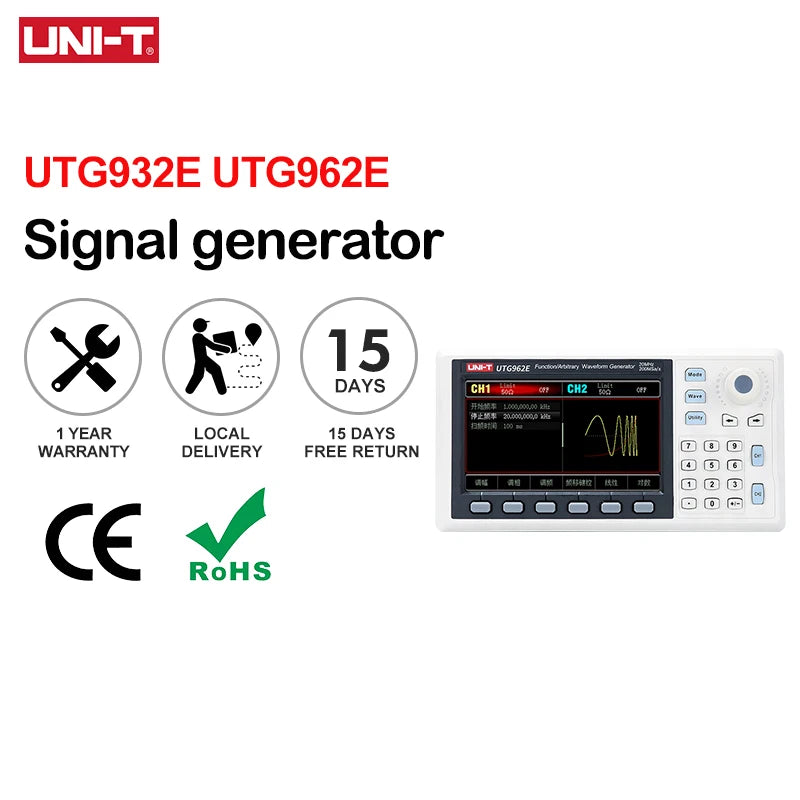 UNI-T UTG932E UTG962E Function Arbitrary Waveform Generator Signal Source Dual Channel 200MS/s 14bits Frequency Meter 60Mhz