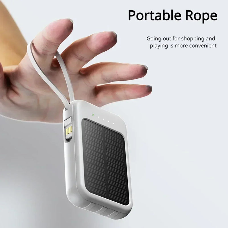 10000mAh Mini Solar Power Banks 10W Fast Charge Spare Battery Solar Panel Thin Light Comes with Four-wire  for IPhone Andorid