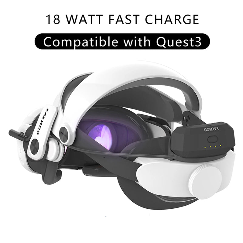 GOMRVR Comfort Battery Halo Head Strap Compatible with Meta Quest 3 Replancement of Elite Strap Enhanced Playtime and Support