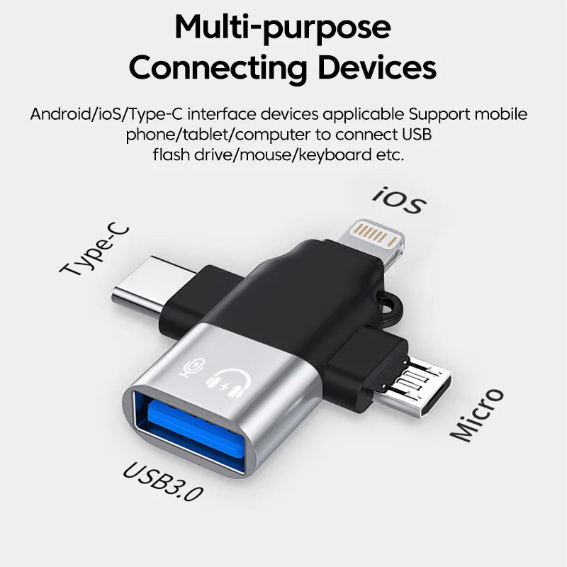 Olaf 3 in 1 OTG Adapter USB3.0 to Micro USB/Type C/Lightning Converter For iphone Xiaomi Samsung Mouse Keyboard U Flash drive