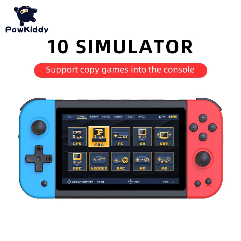 POWKIDDY 2022 X51 New Handheld Game Console 5 Inch Large Screen Children Gift Toy Game Player Supports Controllers PS1 Emulator