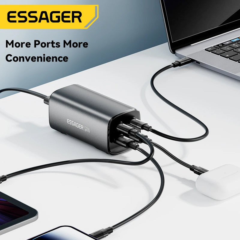 Essager 100W USB C GaN Charger Desktop Quick Charge QC 4.0 3.0  Type C Fast Charging For iPhone 15 Laptop MacBook Samsung POPC