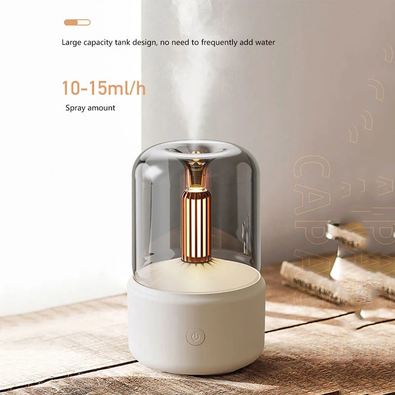 Portable 120ml Air Humidifier Candlelight Aroma Diffuser Home Mist Maker Fogger Essential Oil Difusor With Night Light Purifier