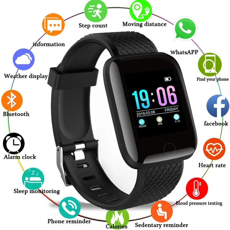 New 116plus Smart Watch Women Men Full Touch Screen Sport Fitness Watch Man IP67 Waterproof Bluetooth For Ios Android Smartwatch