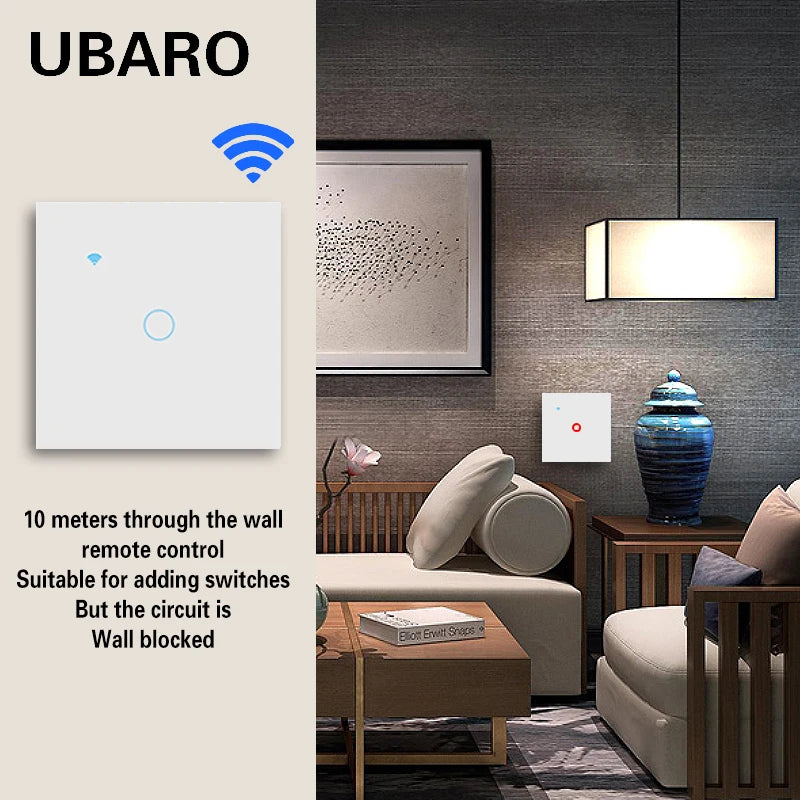 UBARO EU Standard 2 Way Wifi Smart Wall Switch Multi Control Voice Timer Sharing Function Works With Tuya App Home Improvemet