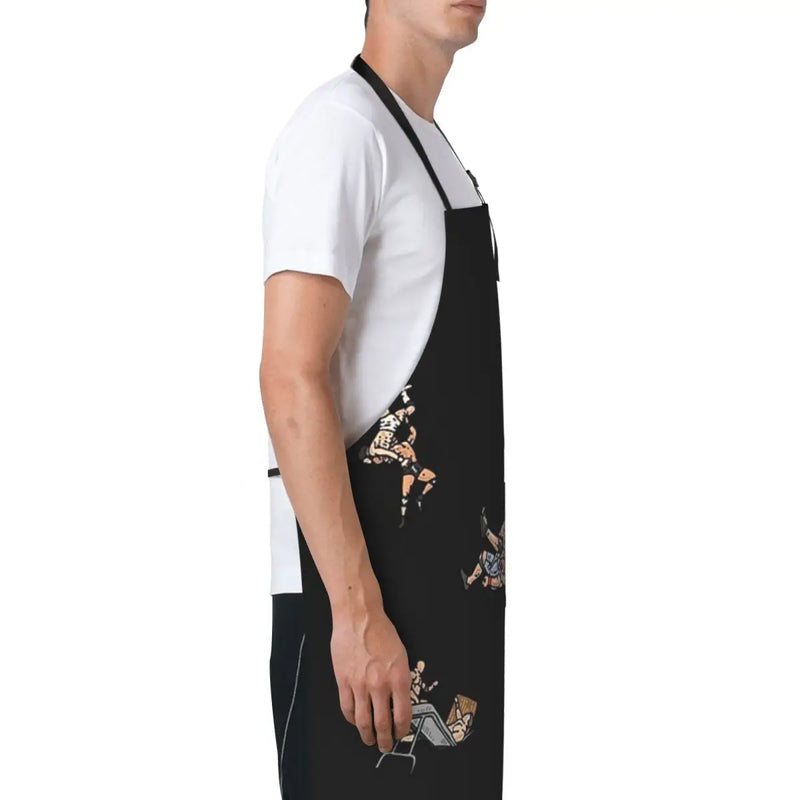 Wrestling Pack Waterproof Kitchen Apron For Women/Men With Pockets Work Restaurant Shop Waiter Work Uniform