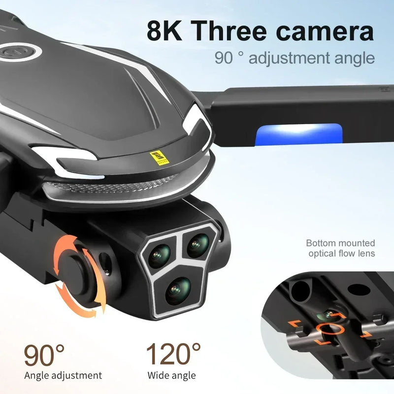 V888 Drone 8K 5G HD Triple Camera Optical Flow Positioning Obstacle Avoidance Photography RC Toys Quadcopter 10000M Upgrade V88