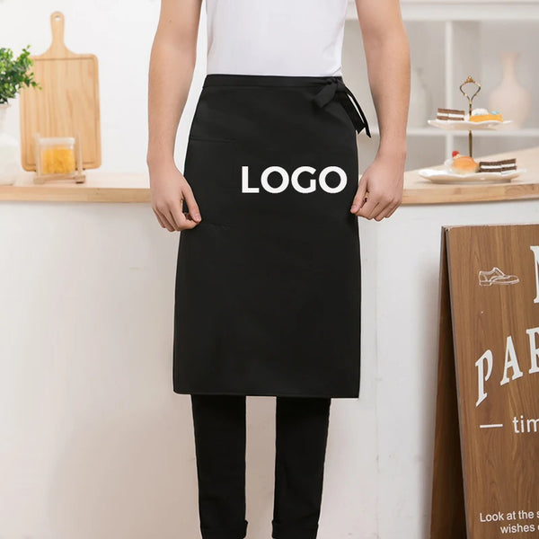 Solid Color Tooling Lace Up Half Apron Custom Pattern Kitchen Restaurant Overalls Coffee Shop Clothing