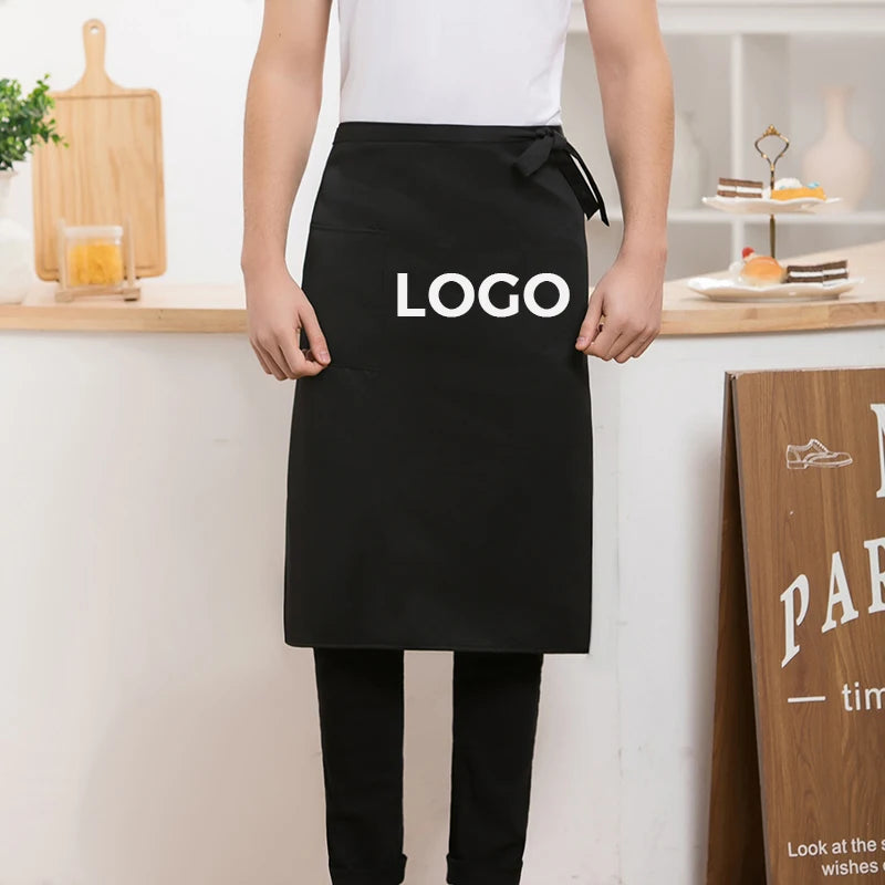 Solid Color Tooling Lace Up Half Apron Custom Pattern Kitchen Restaurant Overalls Coffee Shop Clothing