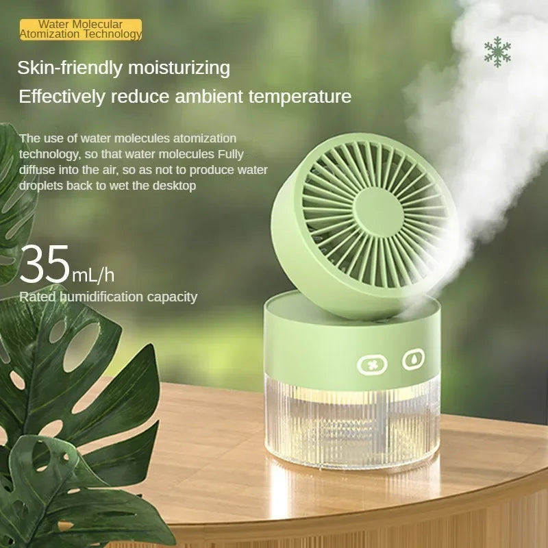 USB Mini Small Fan Desktop Water Cooling Fan Turbo Foldable Cold Air Humidifier Spray Fan