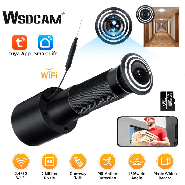 Wsdcam Tuya Video Doorbell Eye Door Viewer 2.4/5G Wifi Mini Peephole Camera Wireless Intercom Home Security Surveillance Camera