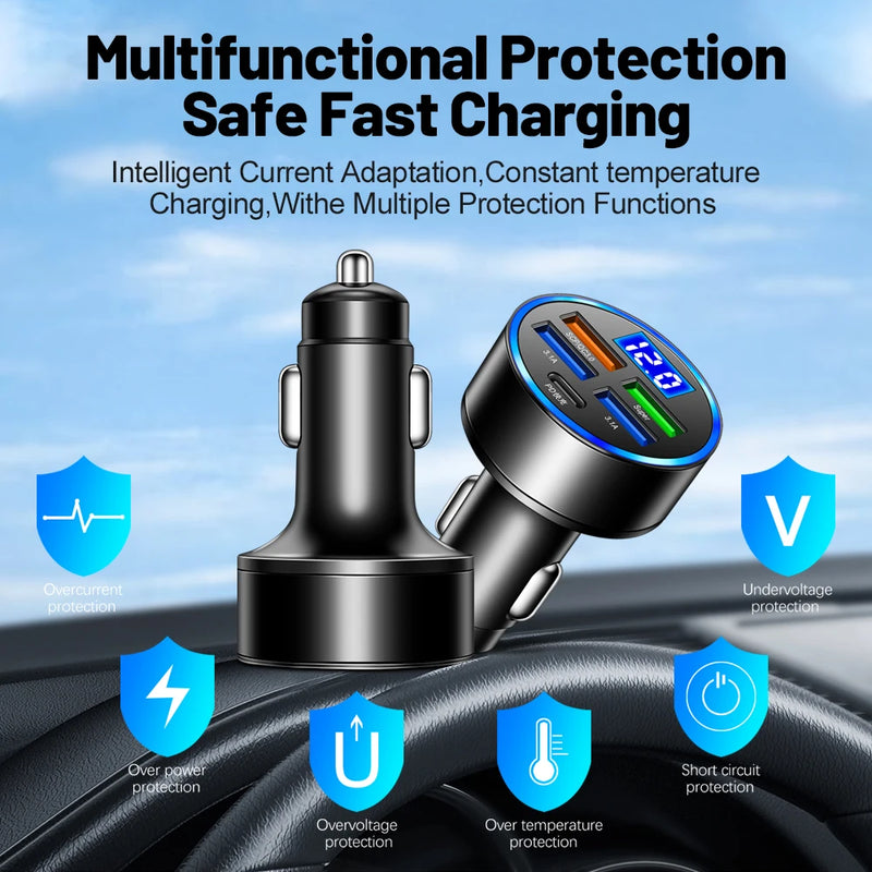 USB Car Charger Fast Charging Quick Charge 3.0 Car Mobile Phone Charger Adapter For iPhone 16 Pro 15 Samsung Type C PD Chargers