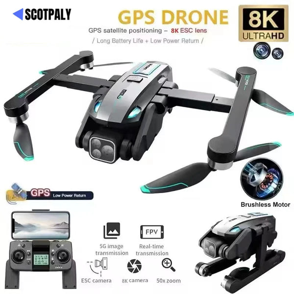 New S188 Drone GPS 8K HD Camera Optical Flow Positioning Obstacle Avoidance Brushless Motor Foldable Quadcopter Drone