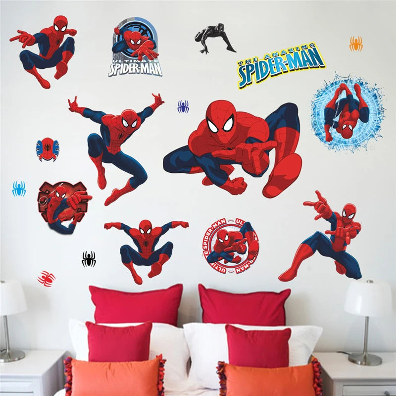 3D Stereoscopic Effect Spider-Man Wall Stickers For Kids Room Marvel Superhero Movie Poster Living Room Bedroom Wall Decoration