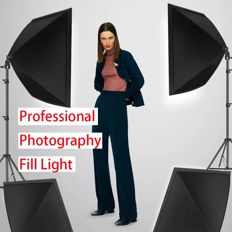 Professional Photography softbox Lighting 50x70cm soft box Tripod Photographic Bulb Continuous Light System for Photo studio