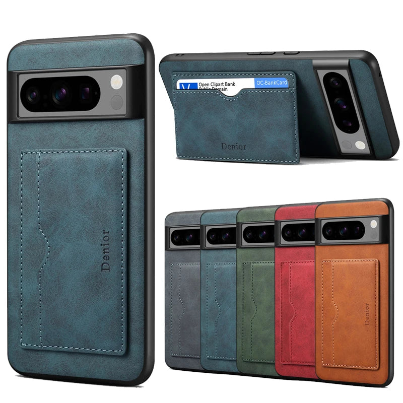 EUCAGR Magnetic Leather Cellphone Card Holder Phone Wallet Case For Google Pixel 8 7 6 8A 7A 6A Bank Card Shockproof Bag Cover