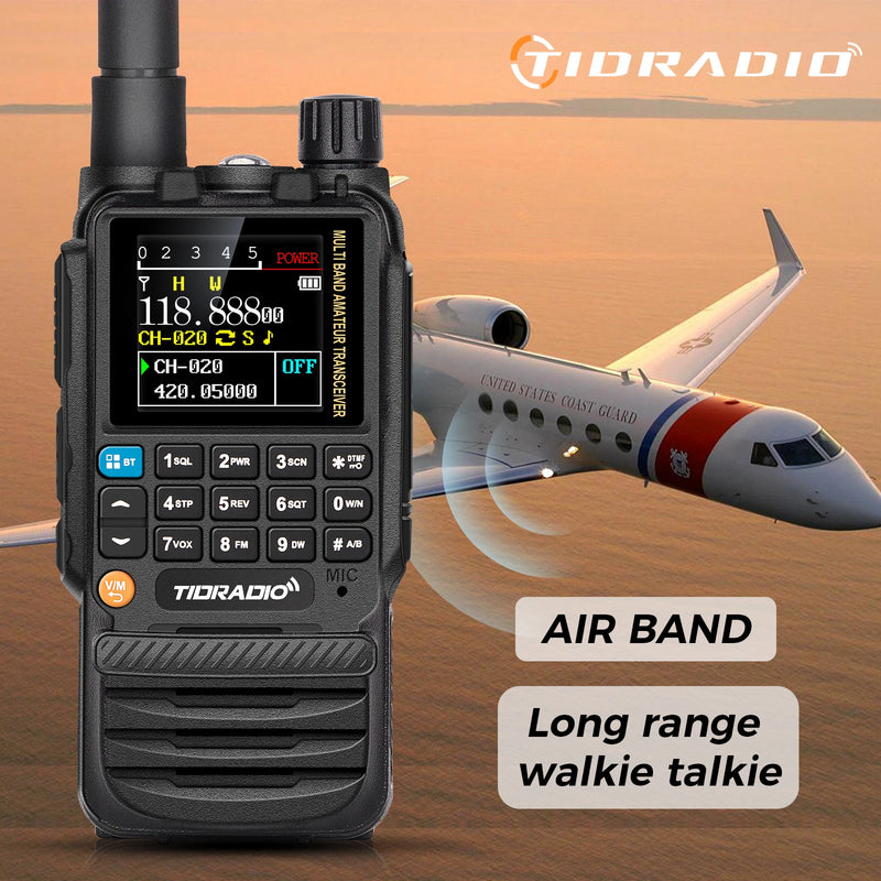 TIDRADIO H3 Walkie Talkie Phone APP Wireless Programming Dual PTT Air Band Long Range Radio USB Type-C Cable Programming &Charge